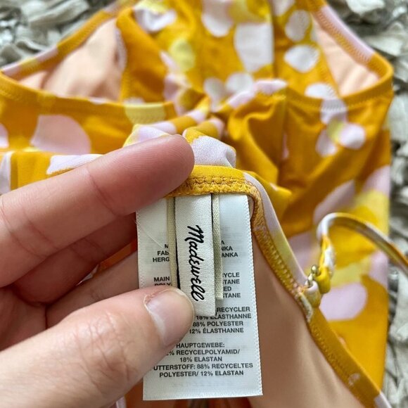 NWT Madewell Second Wave Tie-Front One-Piece Swimsuit in Watercolor Floral - Picture 5 of 10